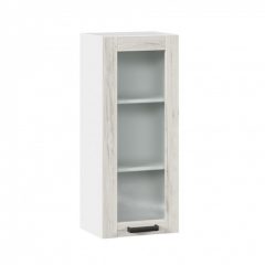Шкаф кухонный 400 высокий со стеклом Винченца ЛД 234.420.000.036 Белый Дуб Крафт белый